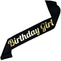 Birthday Girl - czarna szarfa ze złotym nadrukiem