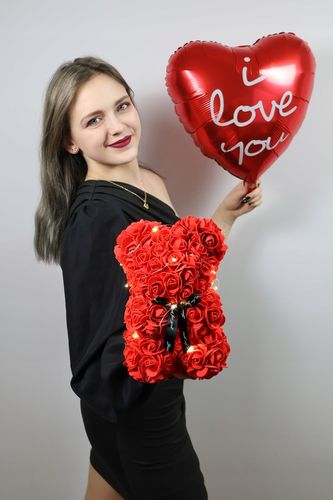 SREBRNY ŁAŃCUSZEK Z SERDUSZKIEM 925 + MIŚ Z RÓŻ XL DLA NIEJ NA DZIEŃ KOIBET na Arena.pl