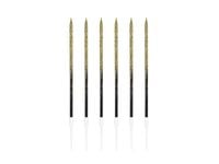 Świeczki urodzinowe długie, czarno złote z brokatem, 6 szt.