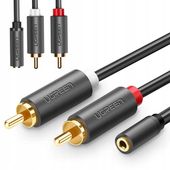 Kabel Przewód Audio JACK 3,5 2xRCA Chinch STEREO HQ Przejściówka Pozłacany