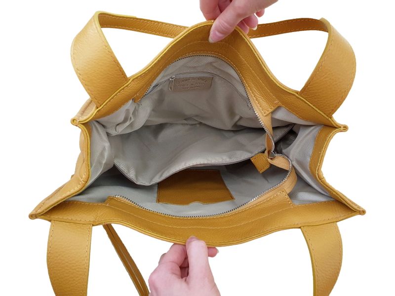 VERA PELLE torebka damska skórzana shopper klasyczna na ramię V074 c.taupe zdjęcie 11