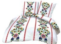 Pościel z kory 200x220 wzór FOLKLOR czerwony