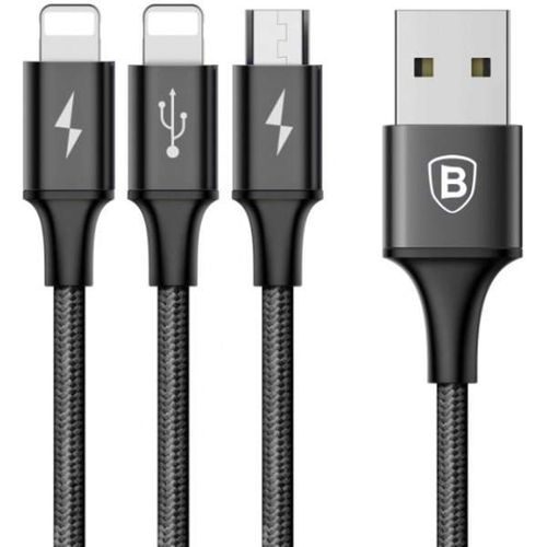 Kabel USB Baseus Rapid Series 3w1 Lightning / Micro USB 1,2m - czarny na Arena.pl