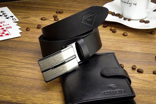 Klasyczny Czarny Męski pasek SKÓRZANY CZARNY 120cm na Arena.pl