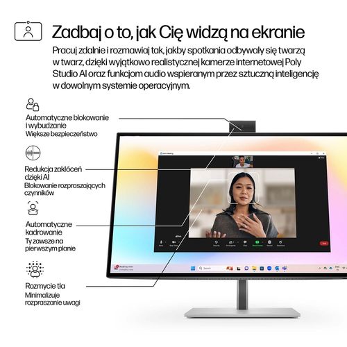Monitor HP Series 7 Pro 727pm 4K UHD 27 cali IPS Black 3840x2160 HDMI DisplayPort Thunderbolt USB-C VESA pivot kamerka 8K135AA na Arena.pl
