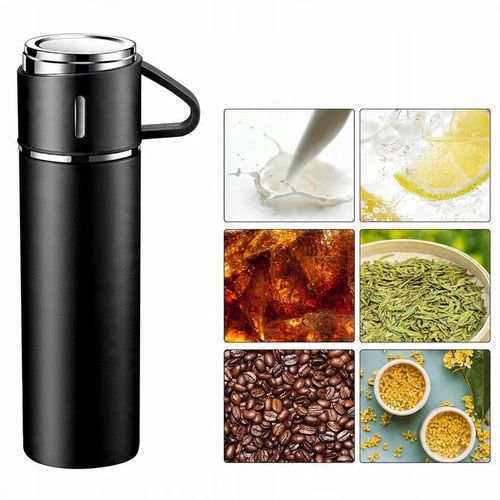 Termos Kubek DO KAWY HERBATY z dzióbkiem VACUUM LOCK STALOWY CZARNY na Arena.pl