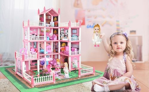 Domek dla lalek z meblami 4-piętrowy domek dla lalek z oświetleniem LED na Arena.pl