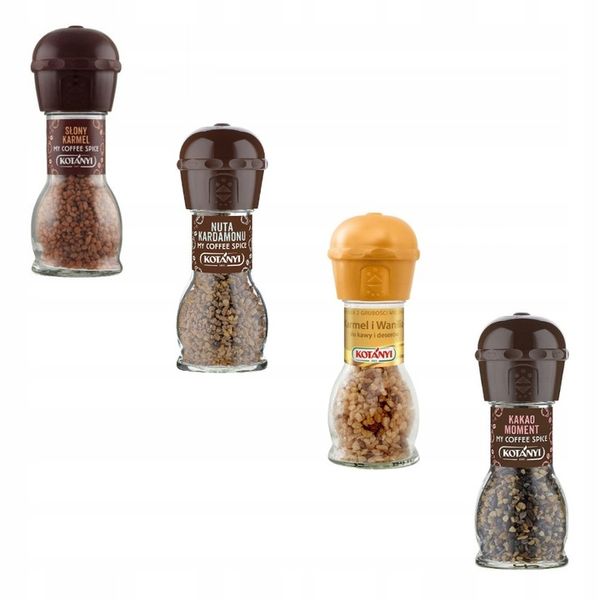 KOTANYI MŁYNKI ZESTAW PRZYPRAW DODATKÓW DO KAWY DESERÓW MIX SMAKÓW 4 SZT zdjęcie 1