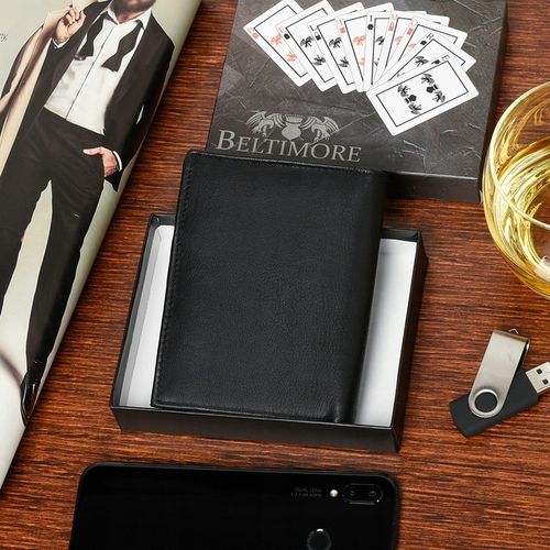 Zestaw męski skórzany portfel pasek duży Beltimore na Arena.pl