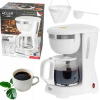 Ekspres Przelewowy Do Kawy Ad4381 Kompaktowy 0,6 L Płyta Grzejna Szklany