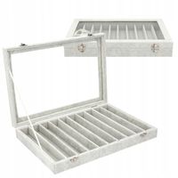 EKSPOZYTOR NA NASZYJIKI BRANSOLETKI BIŻUTERIĘ ZAMYKANA TACA SZARA E9