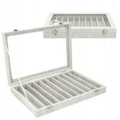 EKSPOZYTOR NA NASZYJIKI BRANSOLETKI BIŻUTERIĘ ZAMYKANA TACA SZARA E9