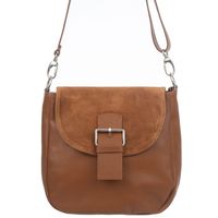 VERA PELLE torebka damska skórzana listonoszka z klapą V577 camel