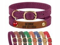 Obroża Skórzana dla Kota z Grawerem i Dzwoneczkiem