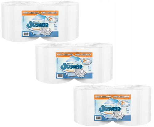 czyściwo papierowe 2r słonik jumbo professional białe 650 list 2w - 6 rolek na Arena.pl