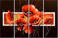 120CM 80 OBRAZ 4 ELEM MOC MAKÓW ŚCIENNY