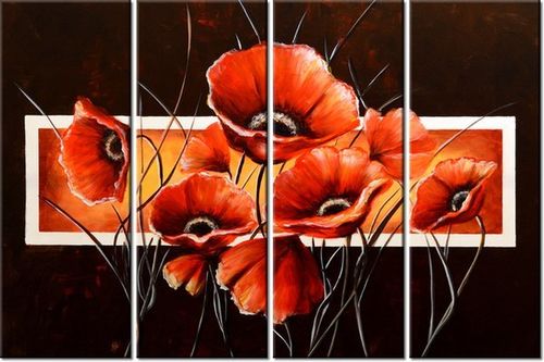 120CM 80 OBRAZ 4 ELEM MOC MAKÓW ŚCIENNY na Arena.pl