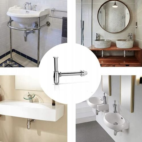 ZESTAW: SYFON UMYWALKOWY DO UMYWALKI + KOREK KLIK-KLAK BEZ PRZELEWU SREBRNY na Arena.pl