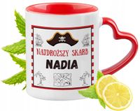 Kubek Czerwony Z Uszkiem W Kształcie Serca Dla Nadii Na Prezent