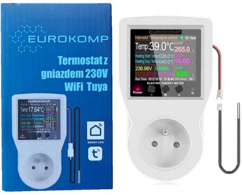 Termostat Gniazdkowy 3600W regulator WiFi + Licznik 16A WATOMIERZ TUYA na Arena.pl