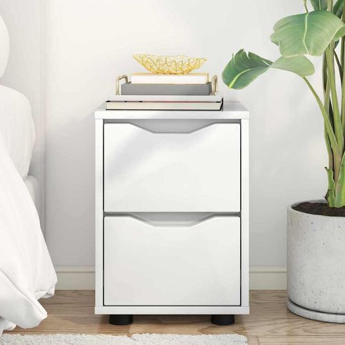 Stolik nocny z szufladą Wysoki połysk biały 30,5 x 30 x 43 cm na Arena.pl