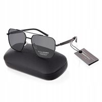 Duże OKULARY MĘSKIE POLARYZACYJNE PRZECIWSŁONECZNE Pilotki Czarne