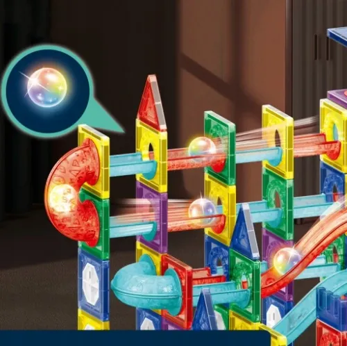 KLOCKI MAGNETYCZNE KONSTRUKCYJNE ŚWIECĄCY TOR 110el 3D MAGNETIC EDUKACYJNE na Arena.pl