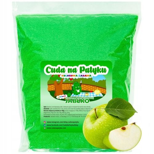Kolorowy Cukier Do Waty Cukrowej do Maszyny Smakowy JABŁKOWY 1KG na Arena.pl