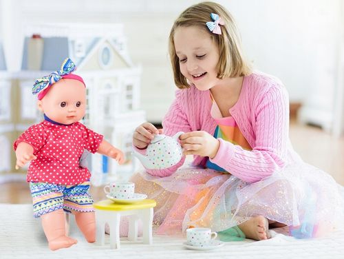 LALKA MIĘKKA INERAKTYWNA BOBAS NIEMOWLAK ZE SMOCZKIEM WYDAJE DŹWIĘKI 31 CM na Arena.pl