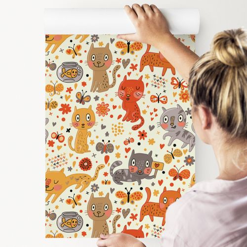 Tapeta Dla Dzieci - Zabawne Kolorowe Kotki na Arena.pl