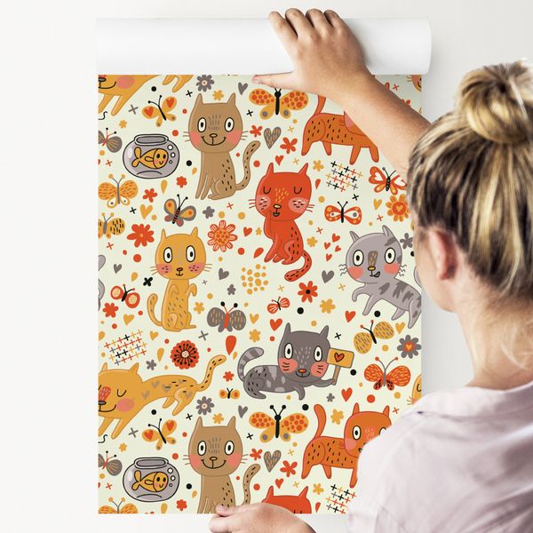 Tapeta Dla Dzieci - Zabawne Kolorowe Kotki zdjęcie 4