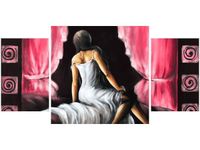 80X40CM PIĘKNA DZIEWCZYNA CZERWIENI TRÓJ OBRAZ