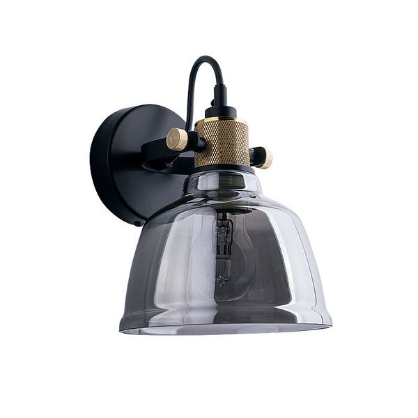 Industrialny kinkiet szklany Amalfi 9154 przydymiony do sypialni zdjęcie 1