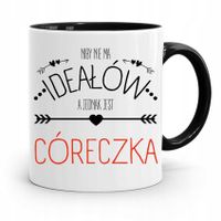 Kubek Czarny Prezent Dla Córki Nie Ma Ideałów Z Nadrukiem Ze Zdjęciem