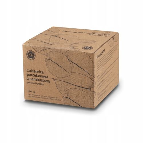 Czarna CUKIERNICA +ŁYŻECZKA pojemnik na CUKIER z bambusową POKRYWKĄ 350ml na Arena.pl