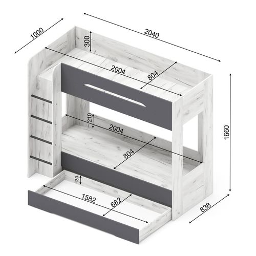 Antresola łóżko piętrowe Samoa craft biały / grafit na Arena.pl