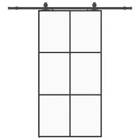 Drzwi przesuwne z zestawem okuć czarne 102x205 cm ESG szkło