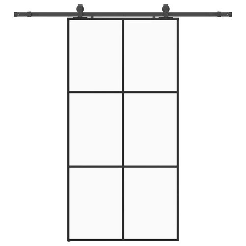 Drzwi przesuwne z zestawem okuć czarne 102x205 cm ESG szkło na Arena.pl