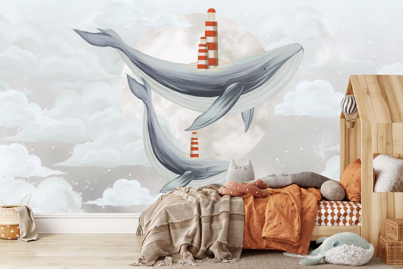 Fototapeta Dla Dzieci CHMURY Wieloryby Latarnia Morska 405cm x 270cm zdjęcie 4