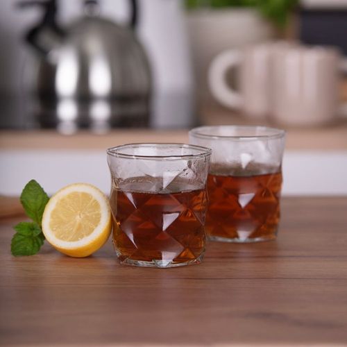 Komplet zestaw 6 szklanek do napojów wody drinków 330 ml geometryczny wzór na Arena.pl