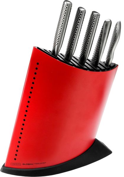 Global zestaw 5 noży w bloku GKB-52 czerwony zdjęcie 1