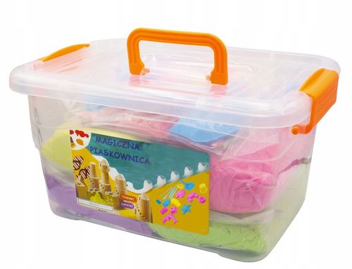 DUŻY ZESTAW PIASEK KINETYCZNY 4KG BASEN + FOREMKI + BOX na Arena.pl