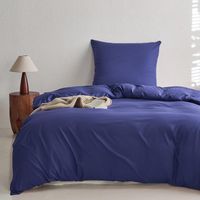 MR&HM Komplet Pościeli z Mikrofibry 135x200 cm 80x80 cm Granatowy