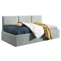 Łóżko młodzieżowe Tapczan 80x200 Comfort Asti Jasny Szary + POJEMNIK