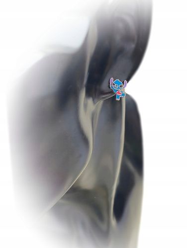 Pr.925 Srebrne bajkowe kolczyki Stich z serduszkiem -HIT kolorowy Stitch na Arena.pl