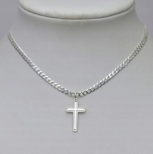Łańcuszek srebrny 55cm Pancerka + Krzyżyk + GRATIS na Arena.pl