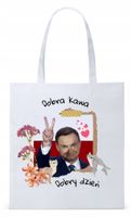 Prezydent Andrzej Duda Torba Eco Biała Shopper Z Nadrukiem Ze Zdjęciem