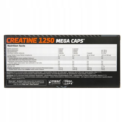 3x Olimp Creatine 1250 Monohydrat Kreatyny 120kaps na Arena.pl