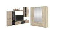 Zestaw mebli Meblościanka + Duża Szafa z lustrem Dąb Sonoma