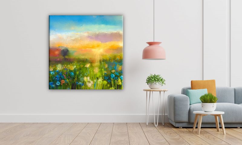 OBRAZ NA PŁÓTNIE 058 Łąka 30x30cm zdjęcie 5